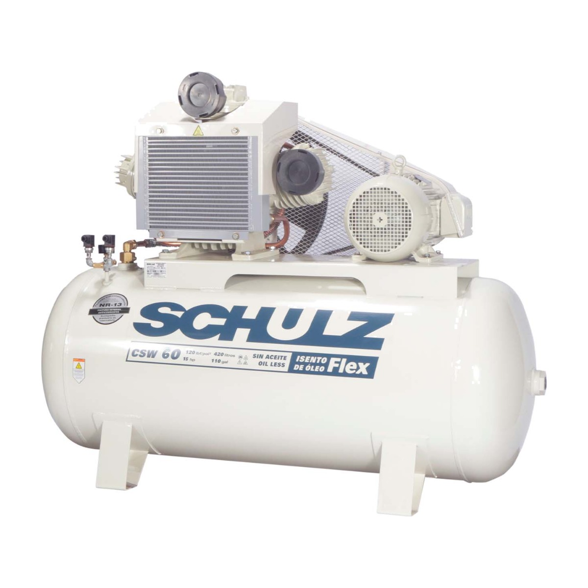 Compresor dental libre de aceite Schulz CSW-60 15 HP 420 L 8,3 bar