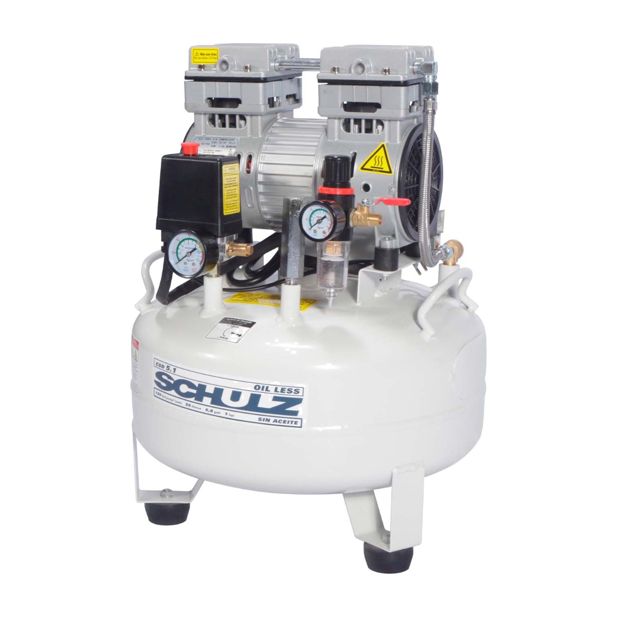 Compresor dental libre de aceite Schulz CSD-5.1 1 HP 26 L 8 bar